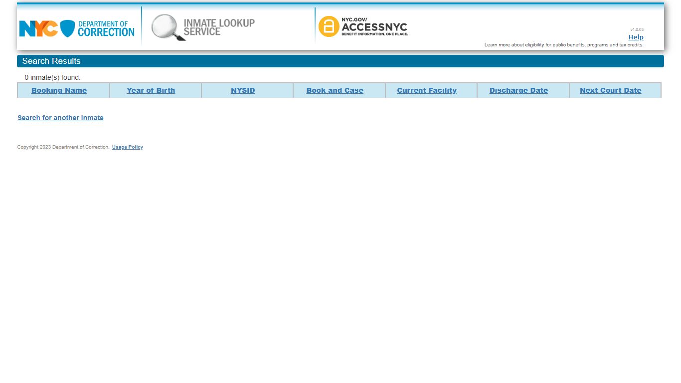 Inmate Lookup - New York City